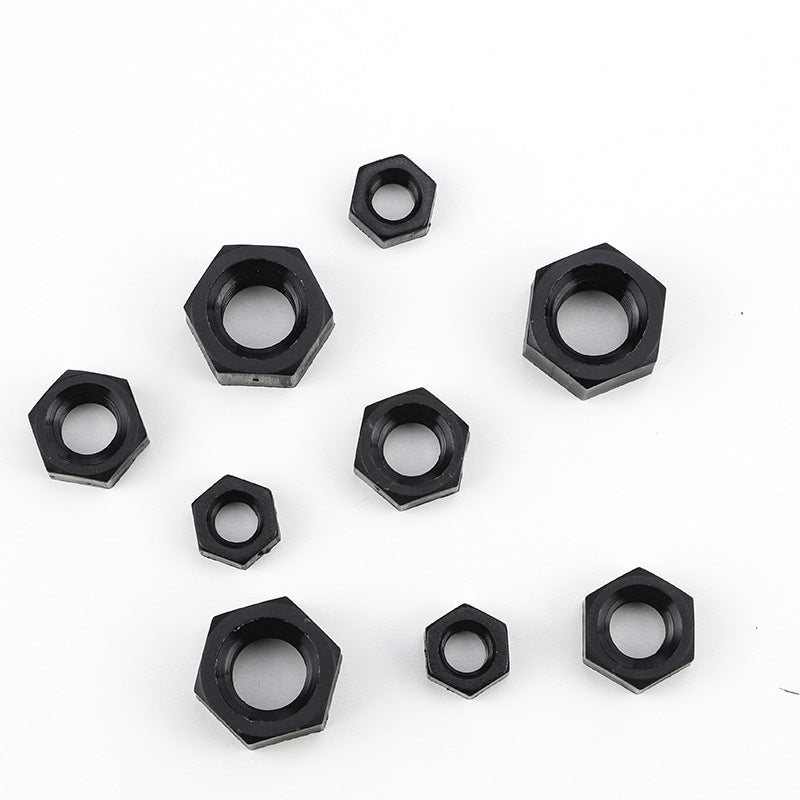 M2/M2.5/M3/M6/M8 Black Nylon Nut Plastic Hexagon Nut Cap Plastic Outer Hexagon Cap  for Furniture & Machinery Fastening