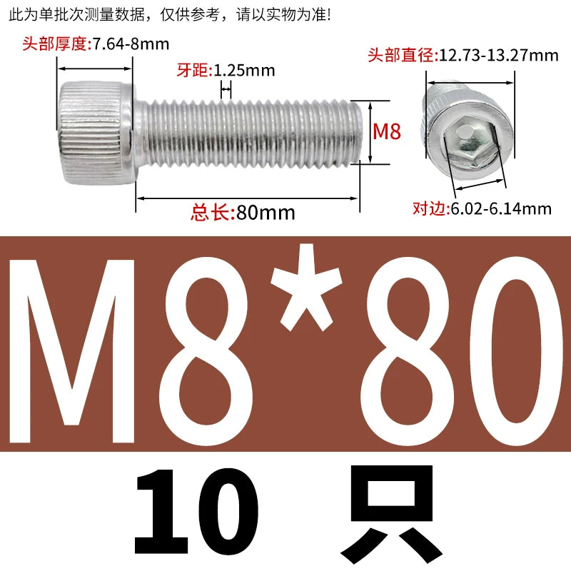 DIN912 M6-M30 Hex Socket Screw | 304 Stainless Steel Cylinder Cup Head Knurled Machine Screw