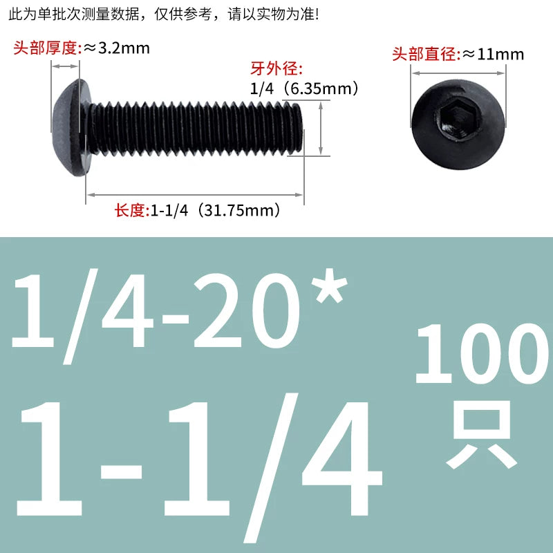 10.9 Grade UNC/UNF/BSW Screw Round Mushroom Cup Head Hex Machine Screw
