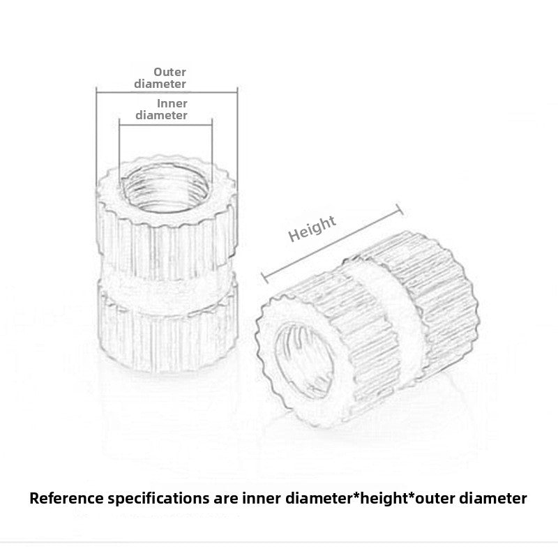 M3-M4-M6-M8 Copper Knurled Threaded Inserts Blind Hole Embedded Nuts for Injection Molding Applications