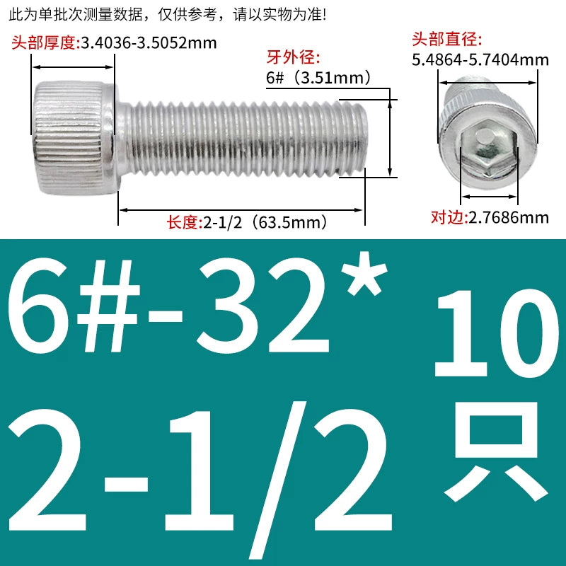 304 Stainless Steel Socket Head Cap Screws, UNC/UNF Imperial Sizes 0-80 to 3/4-10, ASME B18.3