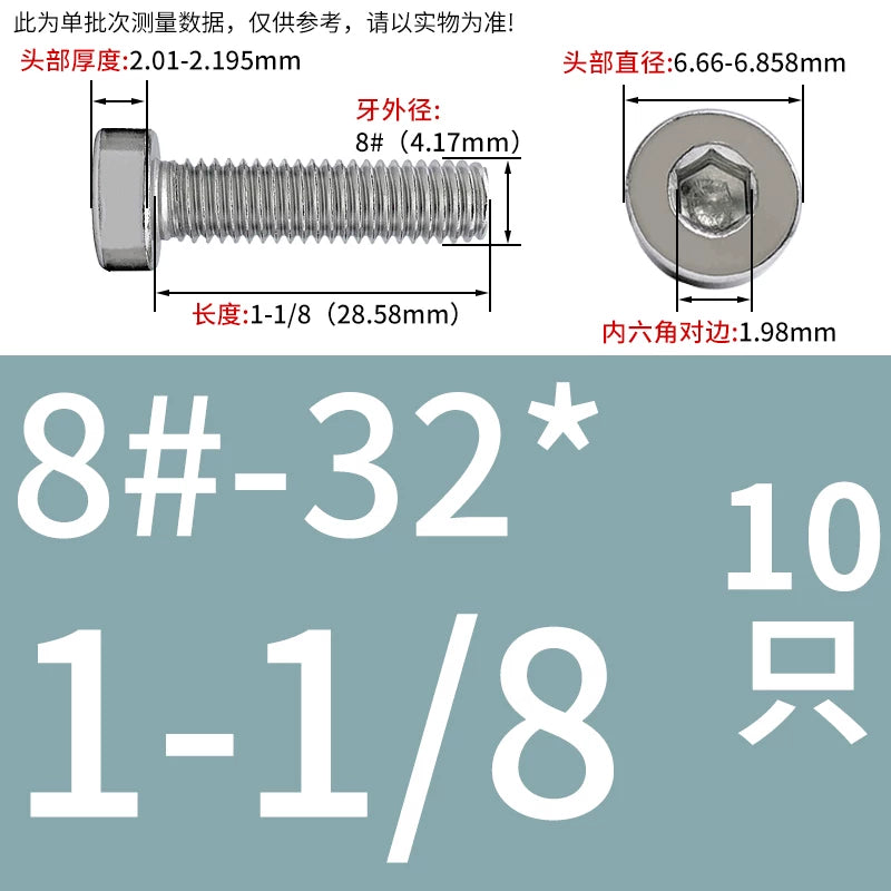 UNC/UNF 304/316 Stainless Steel Machine Screw US Inch Thin Short Head Hex Drive Coarse/Fine Thread