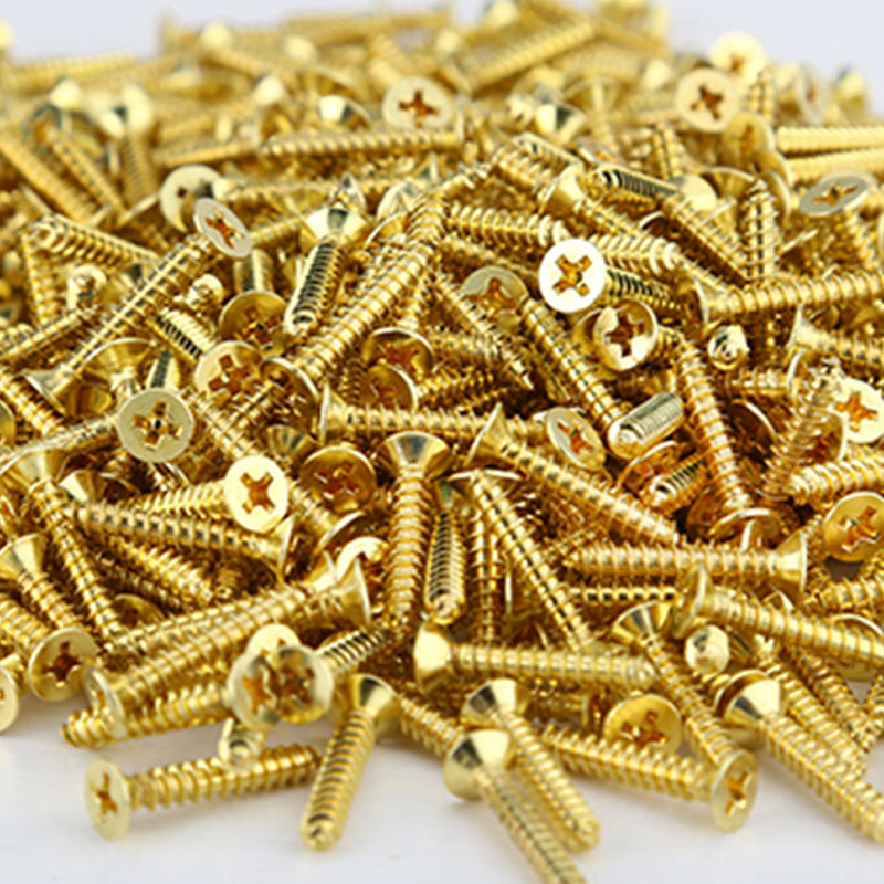 M3/M4/M5/M6 Gold 304 Stainless Steel Cross Groove Countersunk Head Self-Tapping Screws Flat Head Self-Tapping Screws Spot for Furniture Assembly & Repair