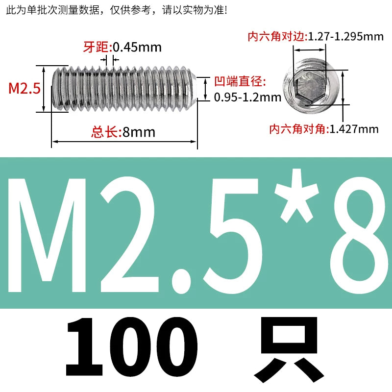 DIN916/GB80 M1.6-16 304/316 Stainless Steel Setting Screw | Concave End Headless Machine Screw Top Wire Stop Nail