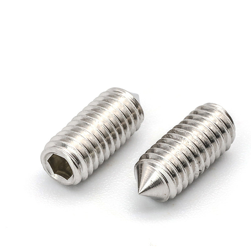 M2.5-M5 304 Stainless Steel Pointed Set Screws Hexagon Tip Rice Screw Positioning Grub Screws for Machinery Repair/Equipment Calibration/DIY Metal Craft/Industrial Fastening