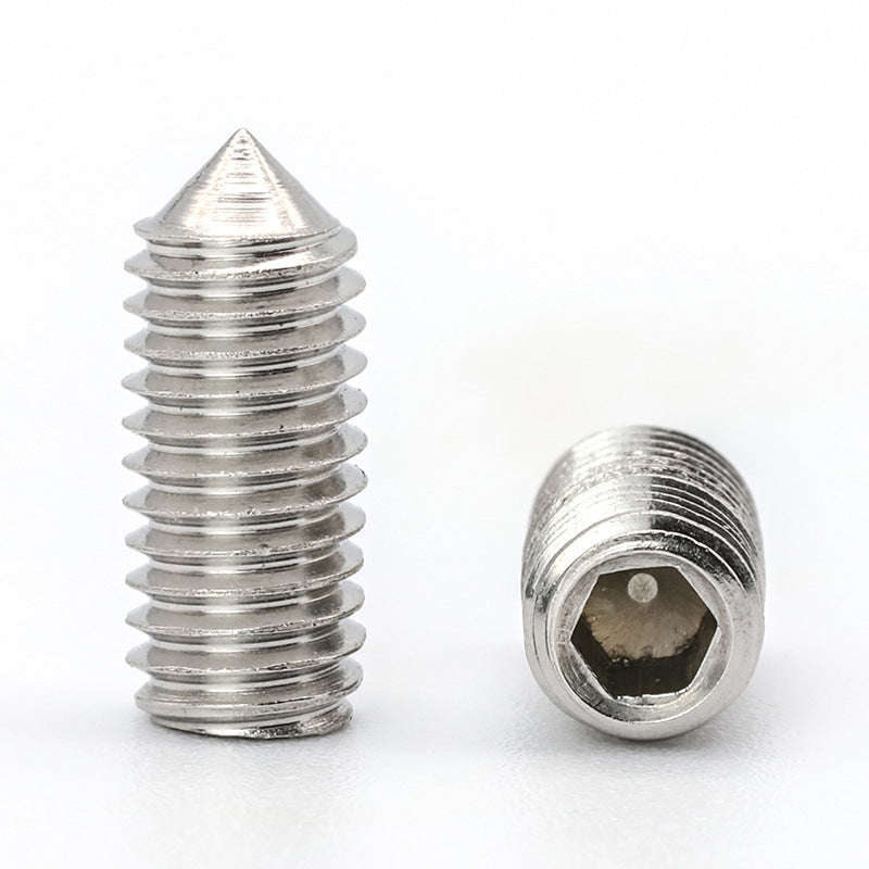 M2.5-M5 304 Stainless Steel Pointed Set Screws Hexagon Tip Rice Screw Positioning Grub Screws for Machinery Repair/Equipment Calibration/DIY Metal Craft/Industrial Fastening