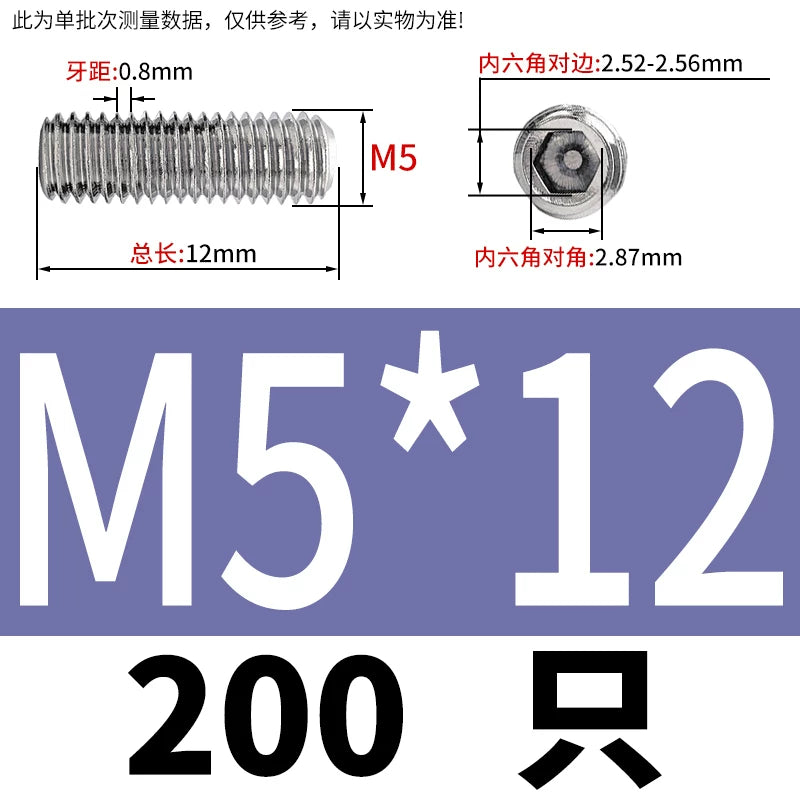 DIN913/GB77 M1.6-M20 Headless Set Screw 304 Stainless Steel Hex Socket Flat End Grub Screw