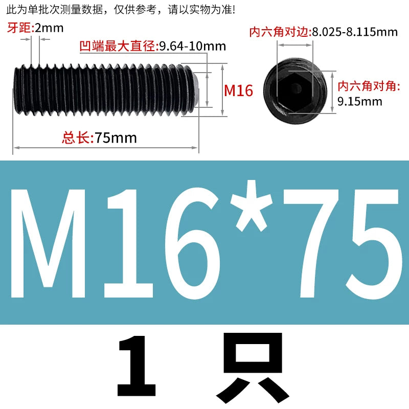 DIN916/GB80 M1.6-M24 Concave End Screw | 12.9 Grade Hex Socket Headless Industrial Set Screw