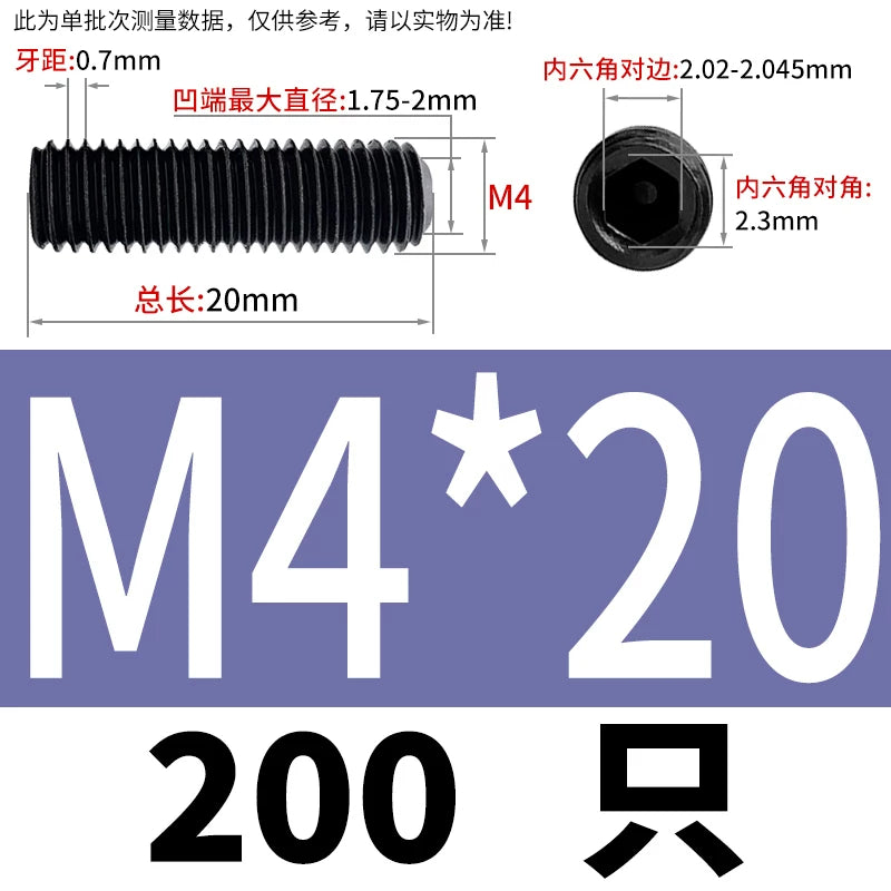 DIN916/GB80 M1.6-M24 Concave End Screw | 12.9 Grade Hex Socket Headless Industrial Set Screw
