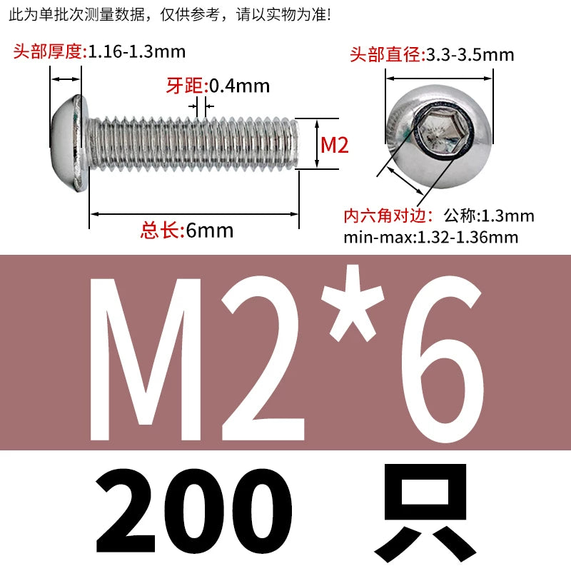 ISO7380 304 Stainless Steel Round Cup Mushroom Head Screw Hex Socket Full/Half Thread Extension Screw