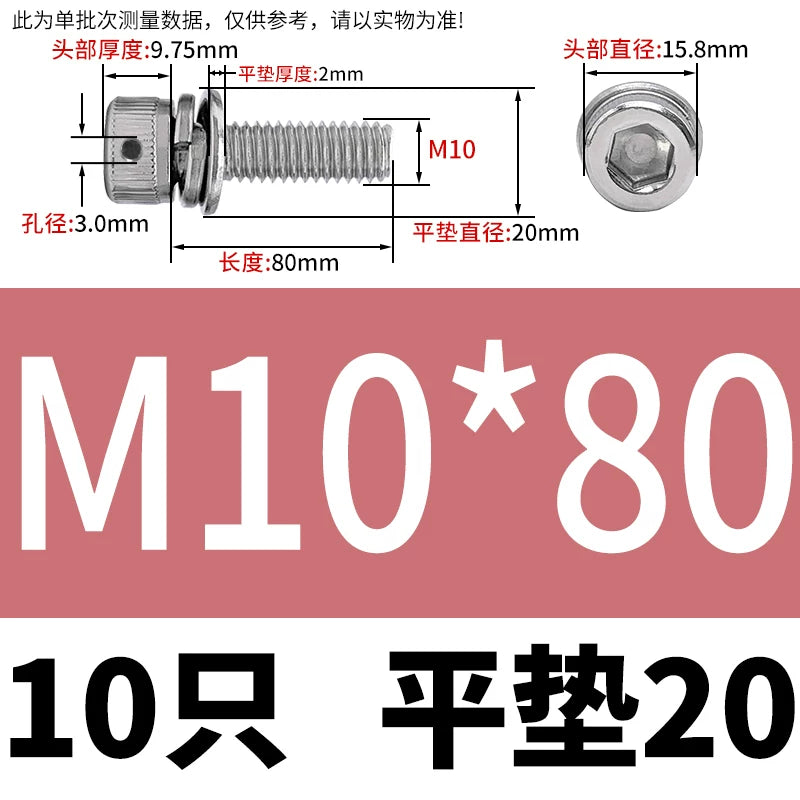 Vented 304/316 SS Socket Head Cap Sems Screws | M3-M8 | Pre-assembled Washers & Sealing Wire Hole