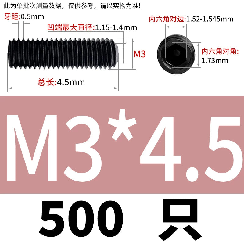 DIN916/GB80 M1.6-M24 Concave End Screw | 12.9 Grade Hex Socket Headless Industrial Set Screw