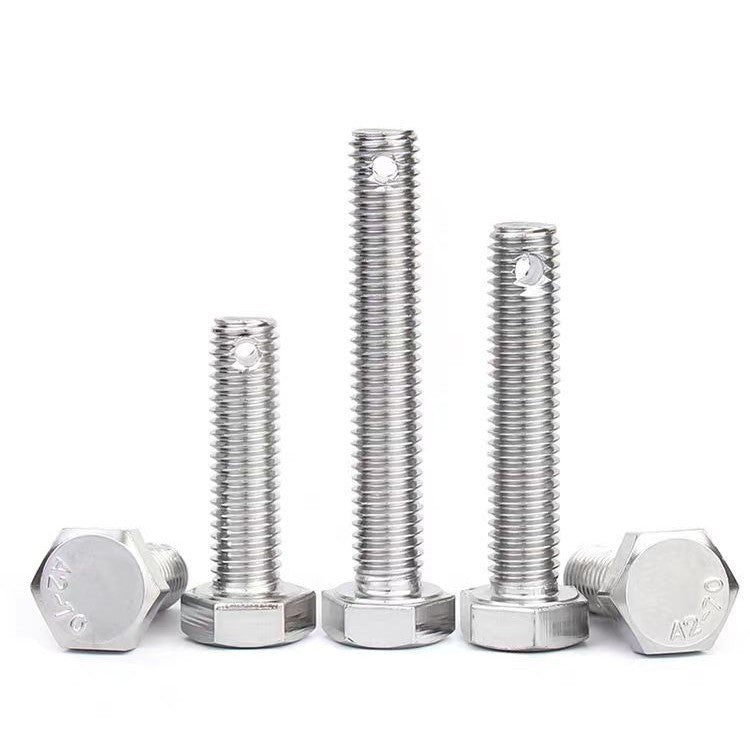 M6/M8/M10/M16 GB31.1 304 stainless steel tail outer hexagon screw screw with hole shaft punching bolt for Equipment Installation