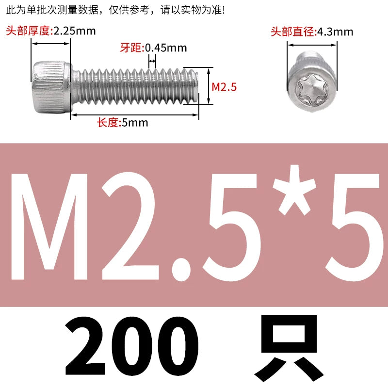 M2 & M3 Black 304 Stainless Steel Torx Socket Head Cap Screws | Knurled ISO 14580