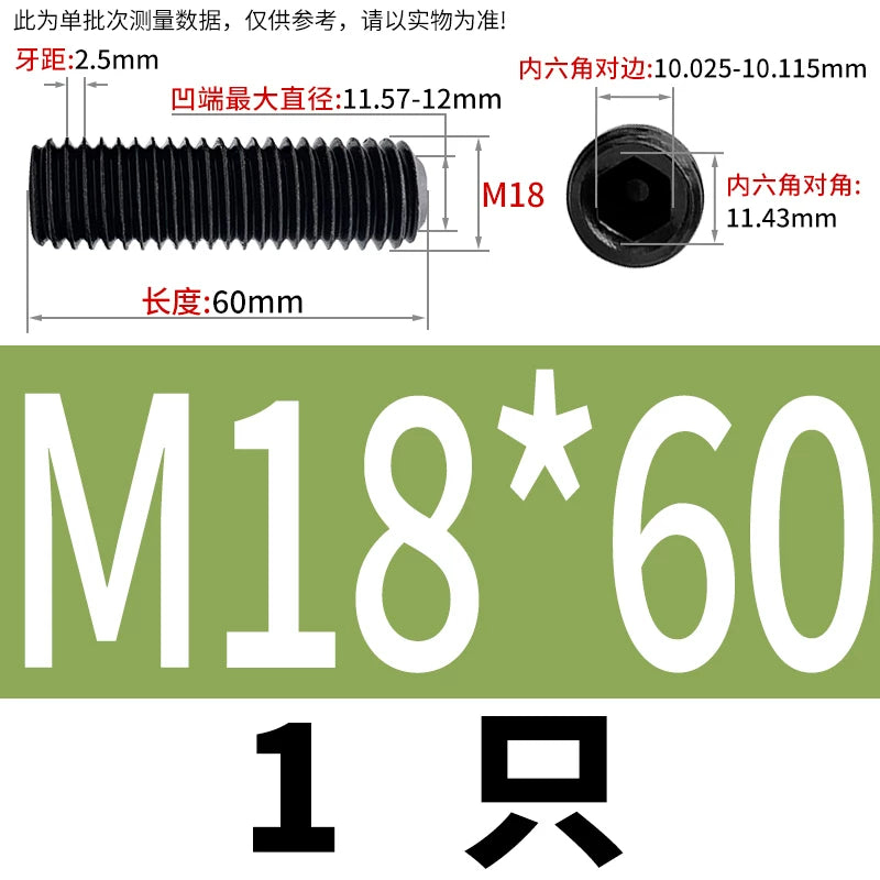 DIN916/GB80 M1.6-M24 Concave End Screw | 12.9 Grade Hex Socket Headless Industrial Set Screw