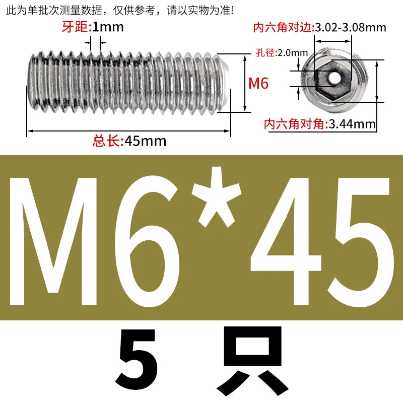 DIN913 Hex Socket Set Screw 304/316 Hollow Perforated Vacuum Exhaust Screw
