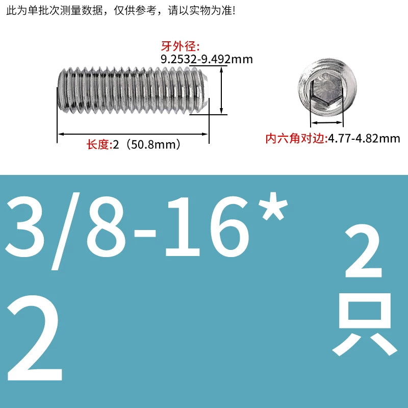 3/8-16 1/2-13 UNC Headless Set Screw 304 SS US Hex Recessed End Inch Fastener