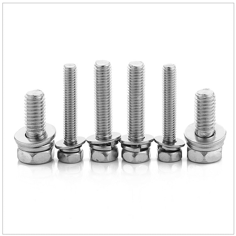 M3/M4/M5/M6 Carbon Steel Nickel Plated Cross Cave Outer Hexagon Combination Screw Three Combination Screw Combination Bolt  for Industrial & Construction Use