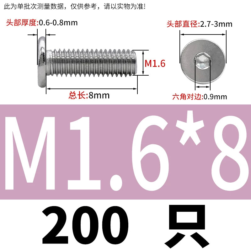 10.9 / 304 Stainless Steel Black Hex Screw CM Ultra-Thin Large Flat Head Low Profile C-Head Flat Shank M1.6-M12