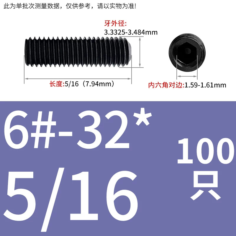 2#-4#-40UNC 6#-32UNC Screw 12.9 Grade Hex Headless Imperial Stop Bolt