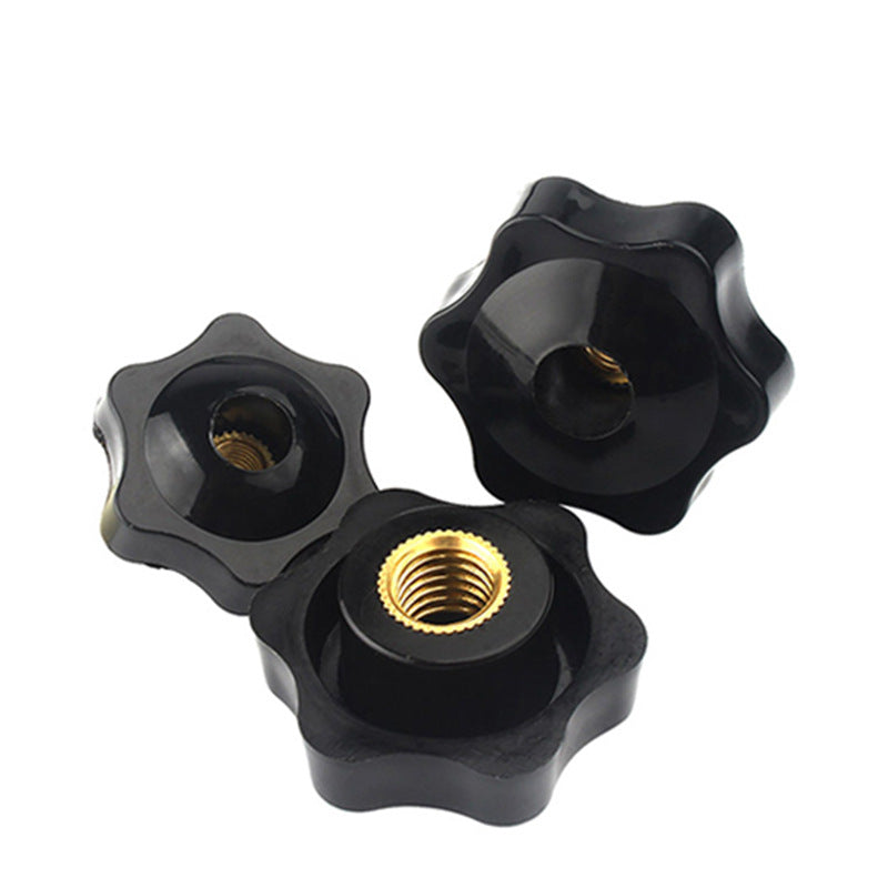 M4/M5/M6 Plum blossom hexagonal rubber head nut blind hole plastic rubber head nut through hole copper core hand screw nut for Equipment & Furniture