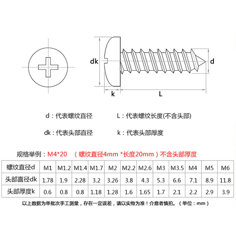 M2.5M3M5 Black Cross Pan Head Self-Tapping Screws Electronic Small Round Head Screws for Electronics Assembly & Device Repair