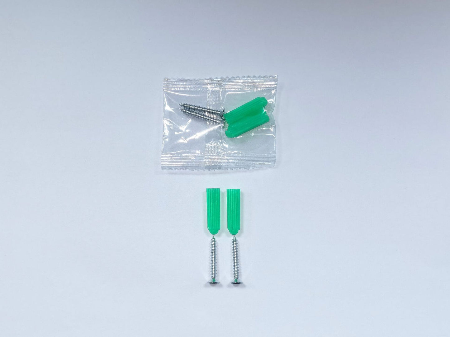 M3.5 Green Plastic Expansion Screw Pack with Self Tapping Screws & Rubber Plugs for Wall Mounting/Cabinet Installation/Shelf Fixing/DIY Home Hardware Projects