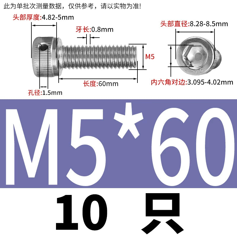 DIN912 Stainless Steel Lead Seal Screw Hex Head Side Hole Anti-Dislodge Fastener
