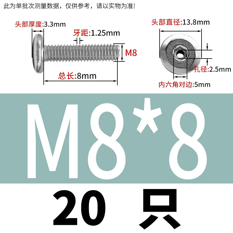 Thin Head Hex Socket Hollow Screws with Chamfered Edge, 304 Stainless Steel Vented Bolts