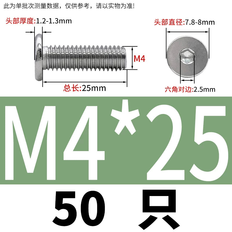 10.9 / 304 Stainless Steel Black Hex Screw CM Ultra-Thin Large Flat Head Low Profile C-Head Flat Shank M1.6-M12