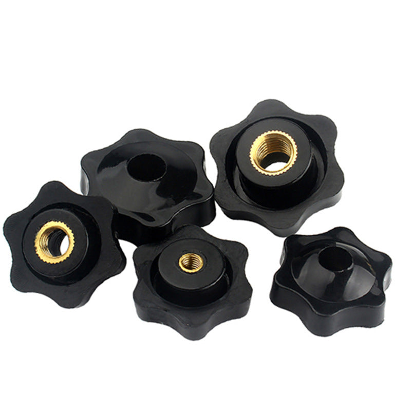 M4/M5/M6 Plum blossom hexagonal rubber head nut blind hole plastic rubber head nut through hole copper core hand screw nut for Equipment & Furniture