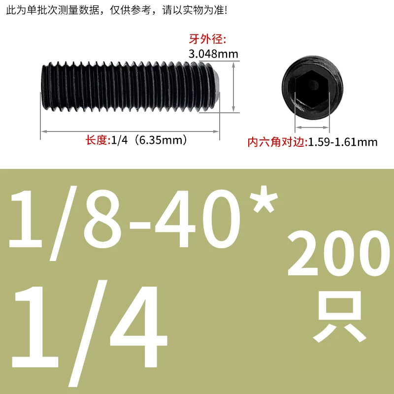 12.9 Grade Imperial Screw | 1/8-44 3/16-24 1/8-40BSW 5/32-32 Concave End Hex Socket Tightening Bolt