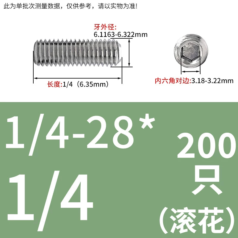 UNC/UNF Stainless Stee Set Screw Inch Headless Hex Socket Concave End Coarse/Fine Thread Screw