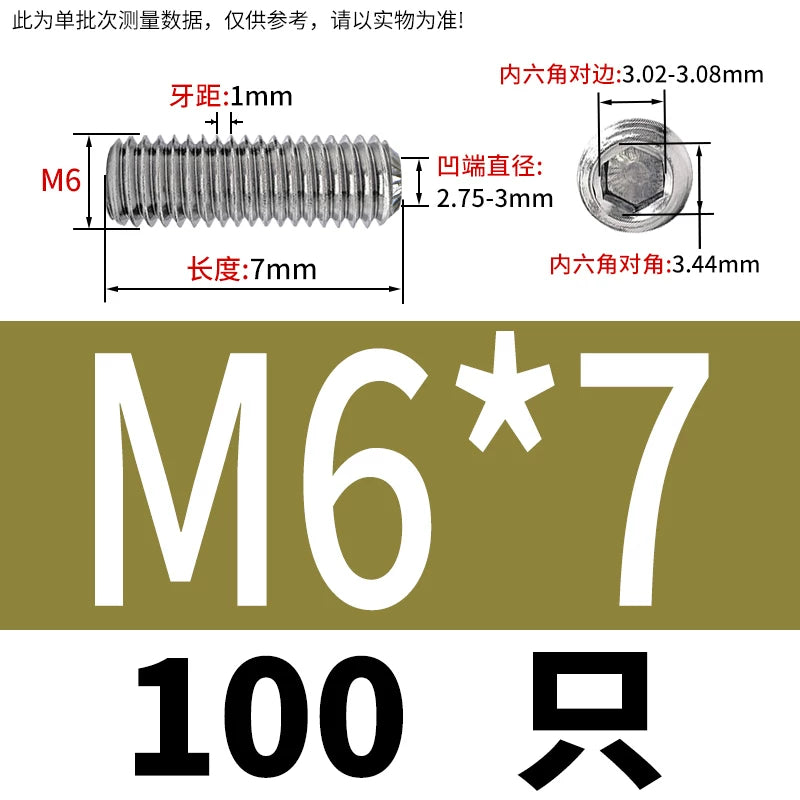 916K Headless Set Screw 304/316L Stainless Steel Hex Socket Knurled Concave End Threaded