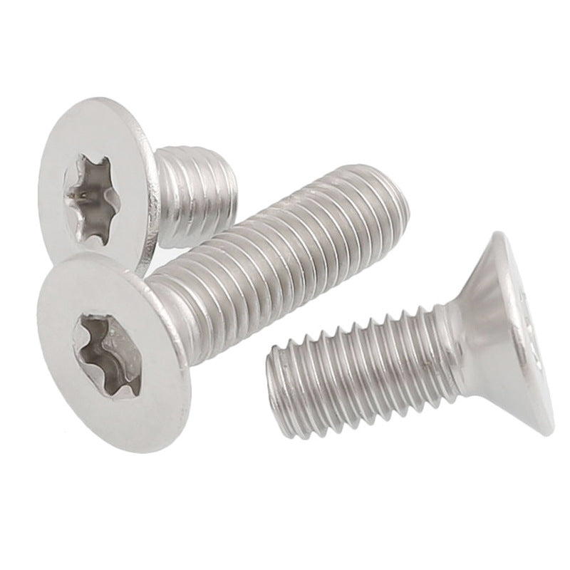 M2/M3 10.9 grade iron nickel plated countersunk head plum blossom screw pattern flat head carbon steel tooth screw for Electronic & Precision Hardware Installation