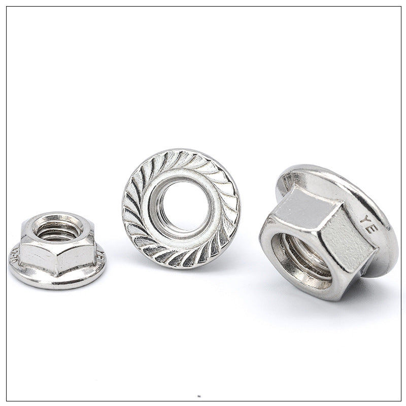 M4 M5 M6 304 Stainless Steel Galvanized Flange Nuts Hex Anti-Skid Flange Nuts with Washer for Industrial Machinery Furniture Assembly Automotive Repair DIY Hardware Fixing