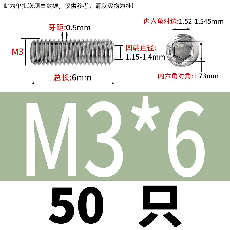 DIN916 M3-M10  316 Stainless Steel Concave End Set Screw Hex Socket Headless Fastener