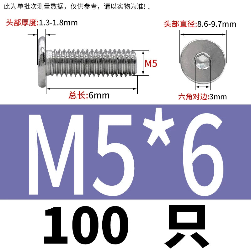 10.9 / 304 Stainless Steel Black Hex Screw CM Ultra-Thin Large Flat Head Low Profile C-Head Flat Shank M1.6-M12