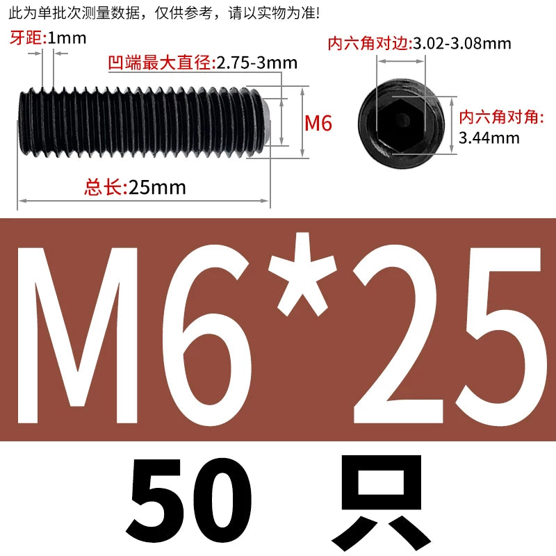 DIN916/GB80 M1.6-M24 Concave End Screw | 12.9 Grade Hex Socket Headless Industrial Set Screw
