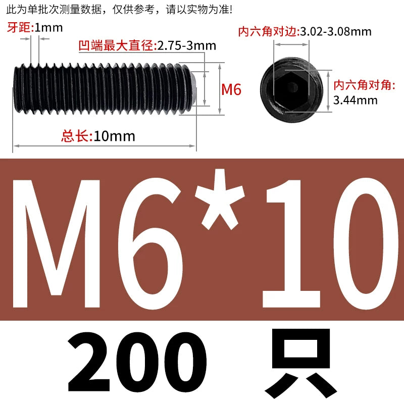 DIN916/GB80 M1.6-M24 Concave End Screw | 12.9 Grade Hex Socket Headless Industrial Set Screw