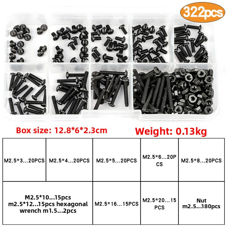 10.9 High Strength Round Head Hex Screws Nut Set Black Round Head Bolts Boxed Screws