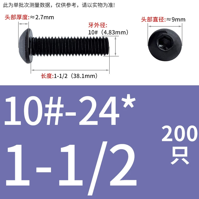 10.9 Grade UNC/UNF/BSW Screw Round Mushroom Cup Head Hex Machine Screw
