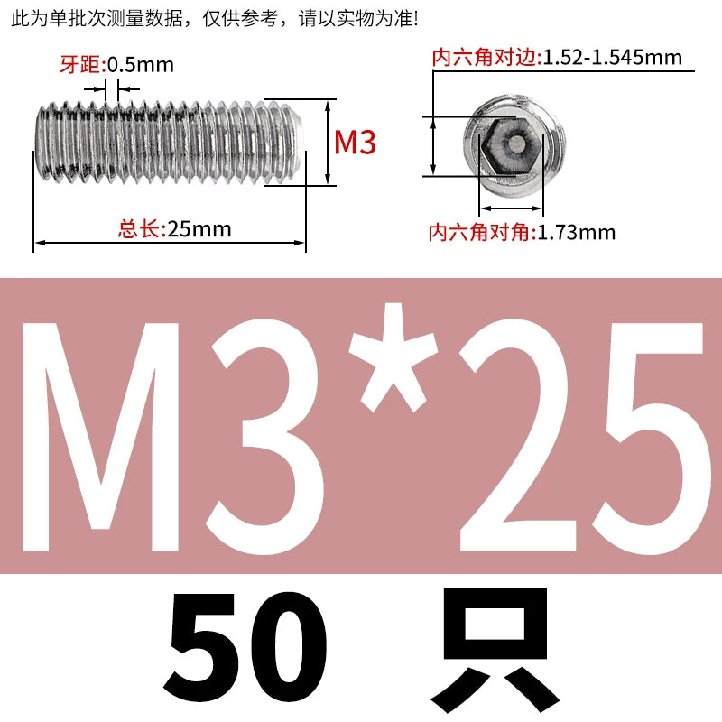 DIN913/GB77 M1.6-M20 Headless Set Screw 304 Stainless Steel Hex Socket Flat End Grub Screw