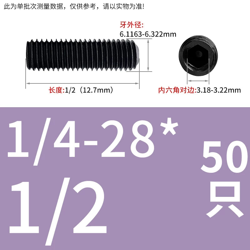 2 #-3/4UNC/UNF Grade 12.9 Screw Imperial Concave End Hex Headless Machine Rice Stop Screw