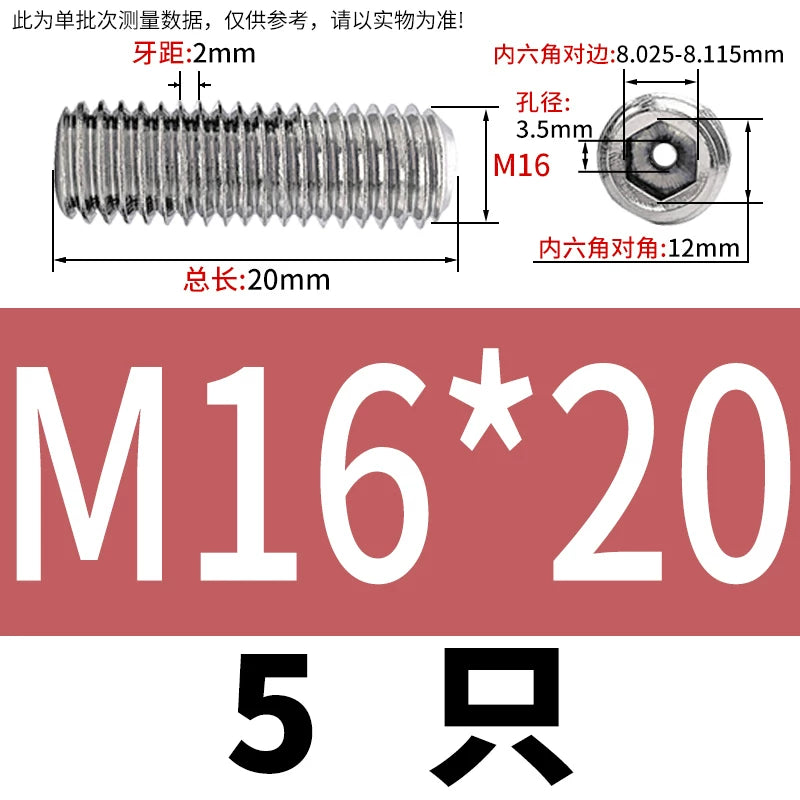 DIN913 Hex Socket Set Screw 304/316 Hollow Perforated Vacuum Exhaust Screw