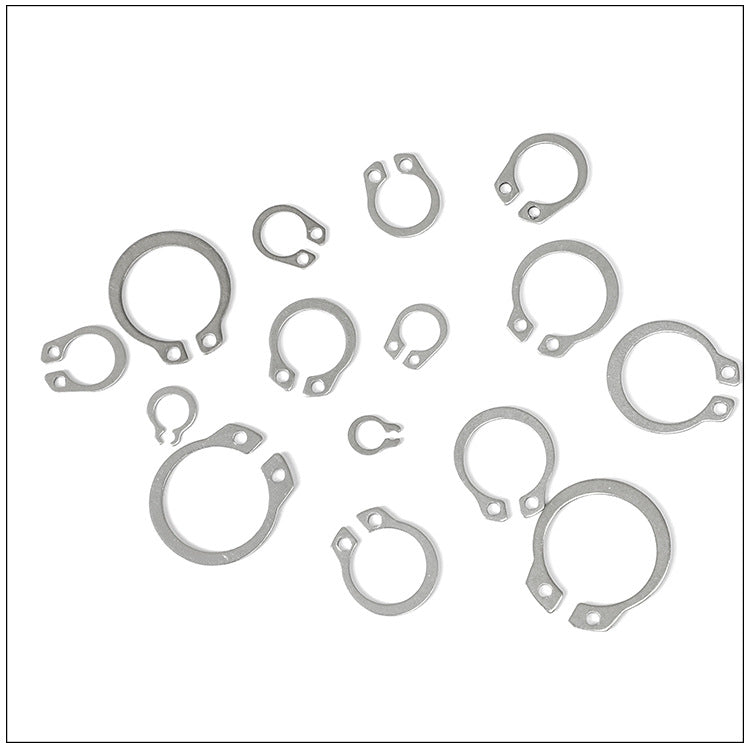 304 Stainless Steel C-Type Spring & Carbon Steel Black Shaft Retaining Ring - Elastic Black Outer Clasp Ring for Mechanical Equipment