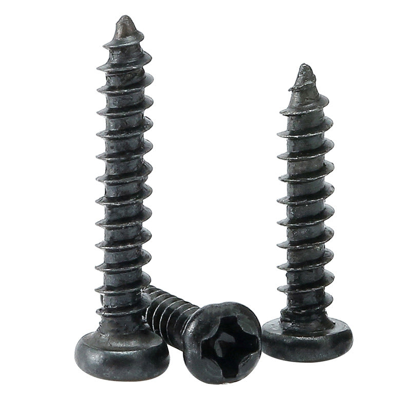 M1.2 M2 M3 Black-Plated Cross Round Head Self-Tapping Screws Set – Small Pan Head for Mini Devices & Repair
