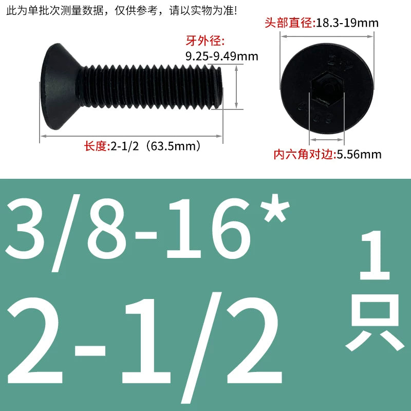 5/16-18 BSW 3/8-16 BSW Fastener 10.9 Grade Black Countersunk Head Hex Screw