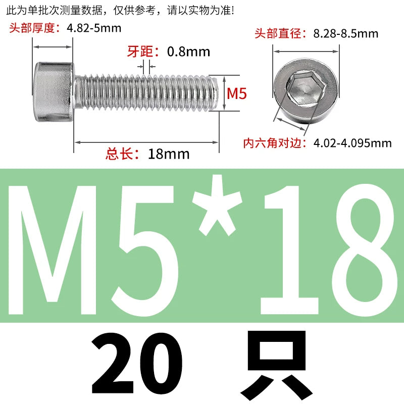 GB70.1 M2-M8 316 Stainless Steel Screw Hex Socket Cup/Cylindrical Head Fastener