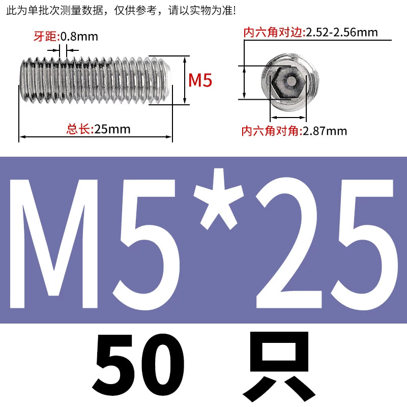 DIN913/GB77 M1.6-M20 Headless Set Screw 304 Stainless Steel Hex Socket Flat End Grub Screw